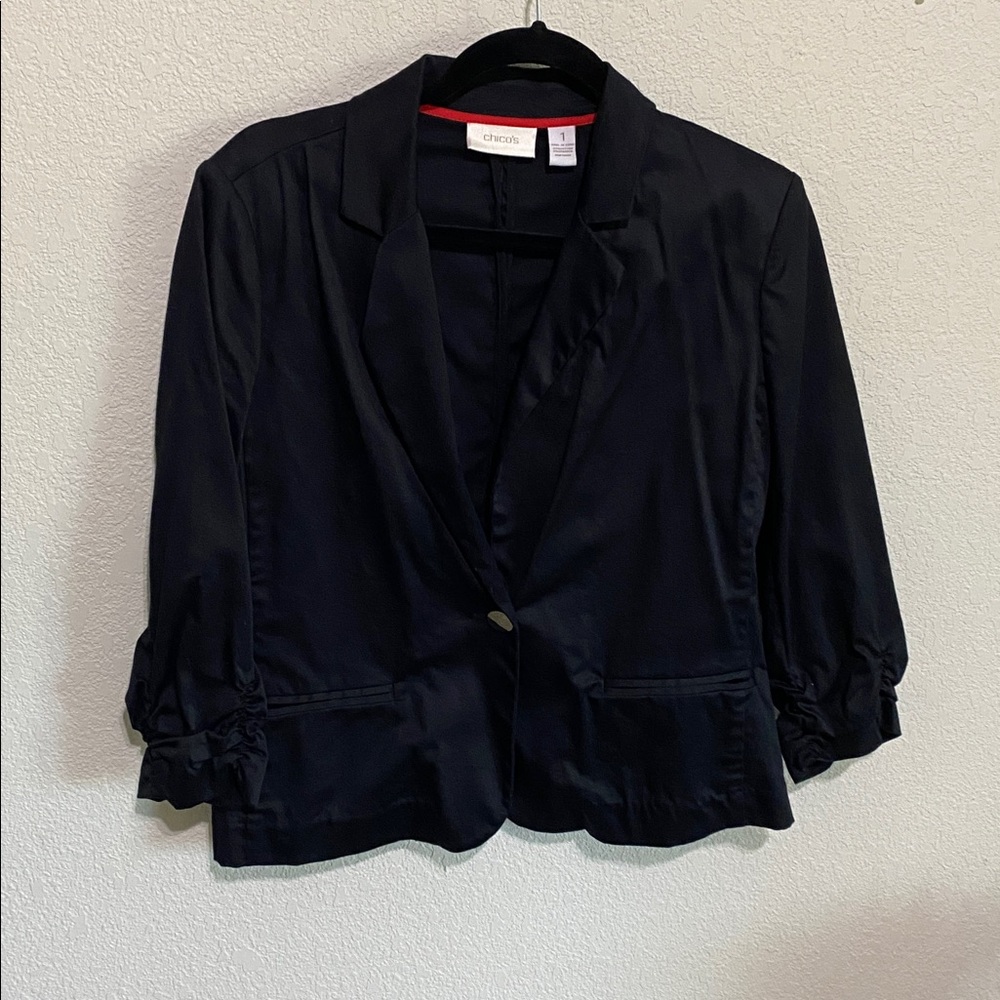 Chicos black blazer very cute and stylish. Would go with anything.